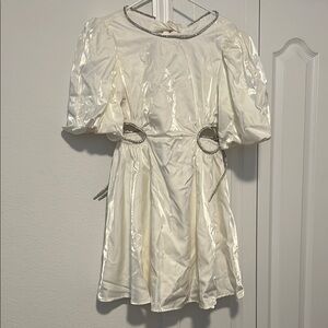 Elegant Cream Dress with Silver Accents